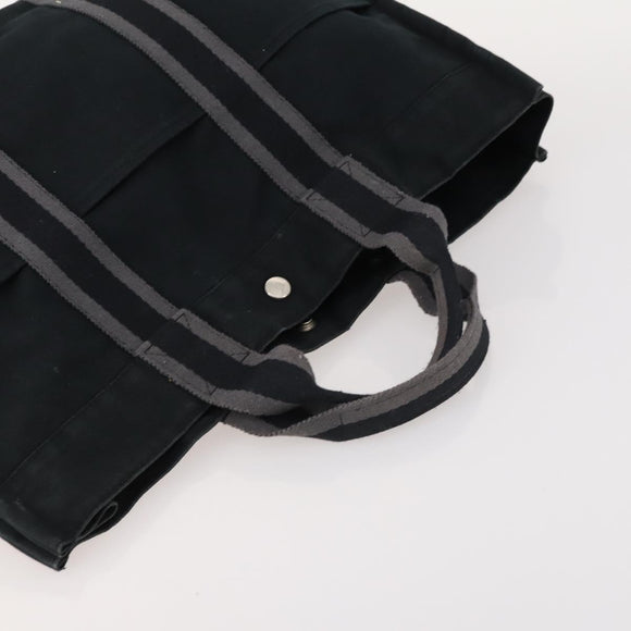 HERMES Tote Bag Canvas 4 Set Black Gray Bordeaux Auth BSZ440