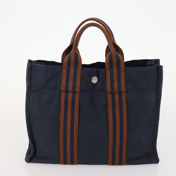 HERMES Tote Bag Canvas 4 Set Black Gray Bordeaux Auth BSZ440