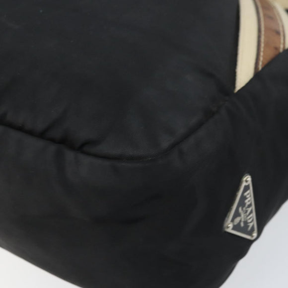 PRADA Hand Bag Nylon Black Silver Auth BSZ447