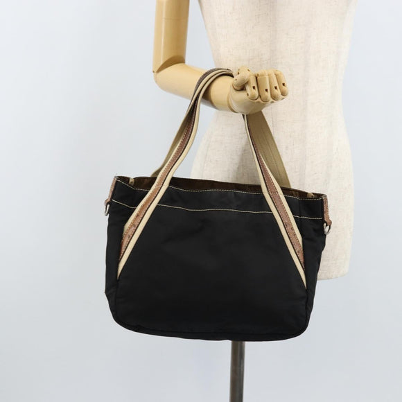 PRADA Hand Bag Nylon Black Silver Auth BSZ447