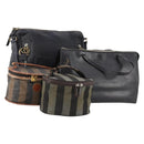 Fendi Chloe Pecan Canvas Hand Bag Leather 4 Set Black Brown Auth BSZ448-1
