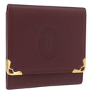 CARTIER Must Line Coin Purse Leather Bordeaux Gold Auth BSZ452A-1