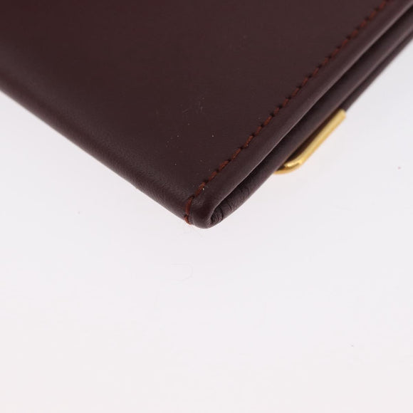 CARTIER Must Line Coin Purse Leather Bordeaux Gold Auth BSZ452A