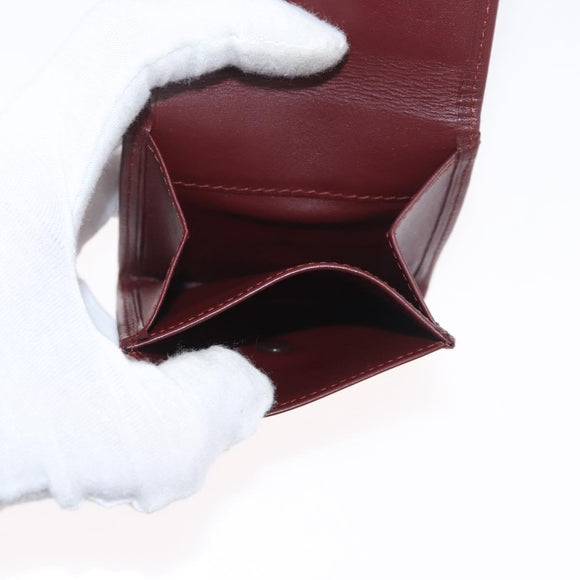 CARTIER Must Line Coin Purse Leather Bordeaux Gold Auth BSZ452A