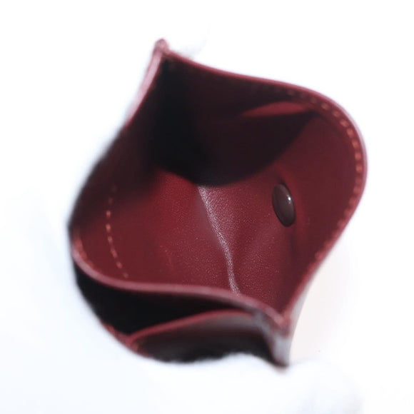 CARTIER Must Line Coin Purse Leather Bordeaux Gold Auth BSZ452A