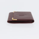 CARTIER Must Line Coin Purse Leather Bordeaux Gold Auth BSZ452A-4