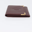 CARTIER Must Line Coin Purse Leather Bordeaux Gold Auth BSZ452A-5