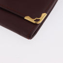 CARTIER Must Line Coin Purse Leather Bordeaux Gold Auth BSZ452A-9