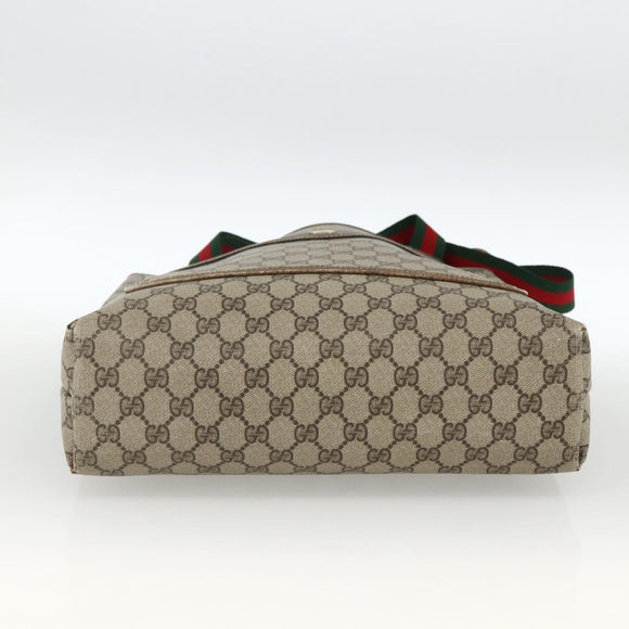 GUCCI GG Supreme Web Sherry Line Tote Bag PVC Beige Gold 39 02 003 Auth BSZ492