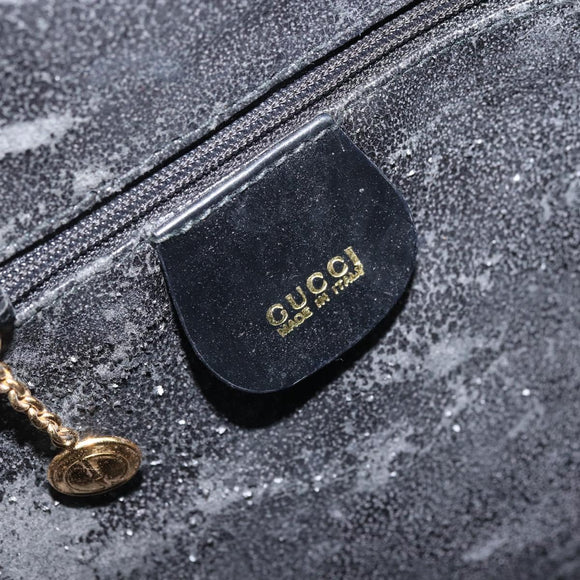 GUCCI Bamboo Shoulder Bag Patent leather Black Gold 000 2113 0027 Auth BSZ493