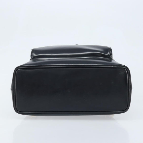 GUCCI Bamboo Shoulder Bag Patent leather Black Gold 000 2113 0027 Auth BSZ493