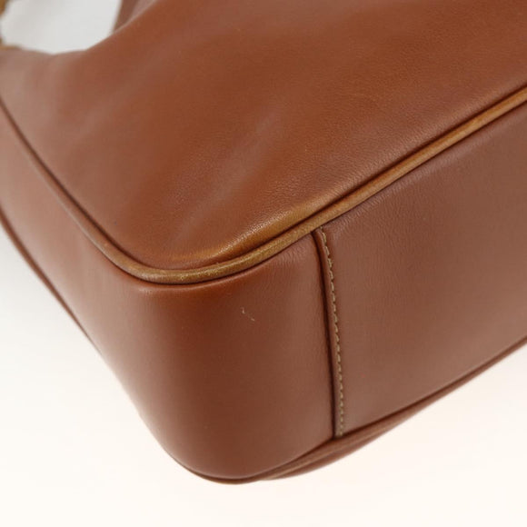 GUCCI Bamboo Hand Bag Leather 2way Brown Gold 001 2113 1638 Auth BSZ494