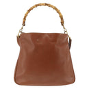 GUCCI Bamboo Hand Bag Leather 2way Brown Gold 001 2113 1638 Auth BSZ494-2