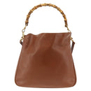 GUCCI Bamboo Hand Bag Leather 2way Brown Gold 001 2113 1638 Auth BSZ494-3