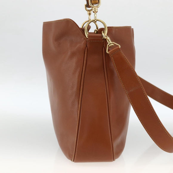 GUCCI Bamboo Hand Bag Leather 2way Brown Gold 001 2113 1638 Auth BSZ494