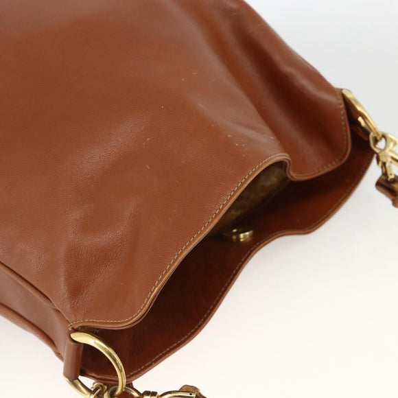 GUCCI Bamboo Hand Bag Leather 2way Brown Gold 001 2113 1638 Auth BSZ494