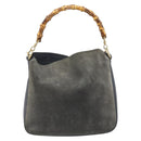 GUCCI Bamboo Hand Bag Leather 2way Black Gold 001 1705 1638 Auth BSZ495-2