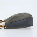 GUCCI Bamboo Hand Bag Leather 2way Black Gold 001 1705 1638 Auth BSZ495-5