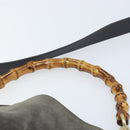 GUCCI Bamboo Hand Bag Leather 2way Black Gold 001 1705 1638 Auth BSZ495-8