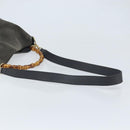 GUCCI Bamboo Hand Bag Leather 2way Black Gold 001 1705 1638 Auth BSZ495-9