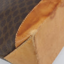 CELINE Macadam Canvas Tote Bag PVC Leather Brown Gold Auth BSZ496-9