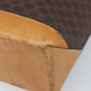 CELINE Macadam Canvas Tote Bag PVC Leather Brown Gold Auth BSZ496-15