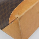 CELINE Macadam Canvas Tote Bag PVC Leather Brown Gold Auth BSZ496-16