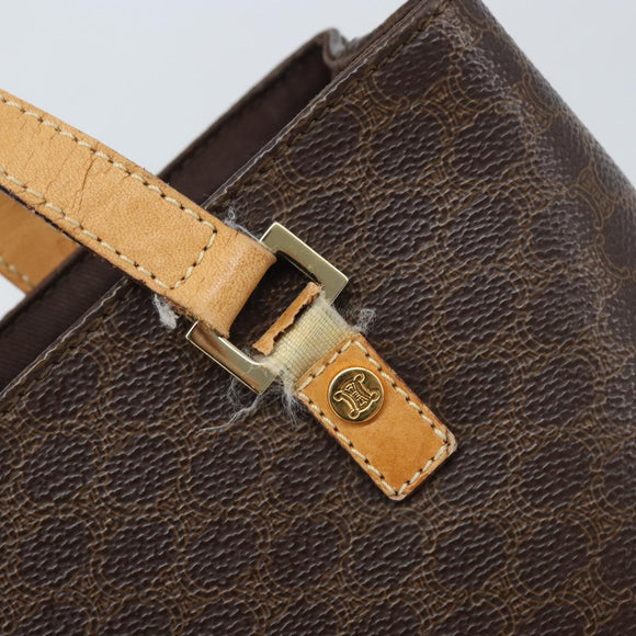 CELINE Macadam Canvas Tote Bag PVC Leather Brown Gold Auth BSZ496