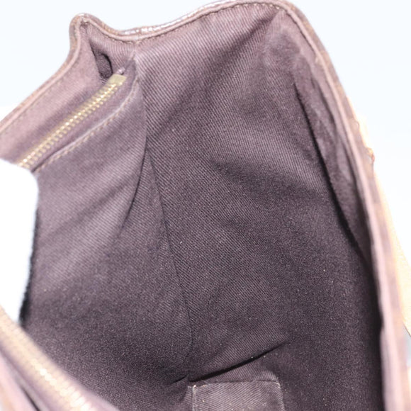 CELINE Macadam Canvas Tote Bag PVC Leather Brown Gold Auth BSZ496