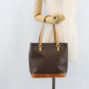CELINE Macadam Canvas Tote Bag PVC Leather Brown Gold Auth BSZ496-24
