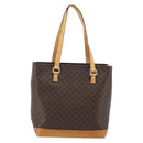 CELINE Macadam Canvas Tote Bag PVC Leather Brown Gold Auth BSZ496-2