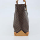 CELINE Macadam Canvas Tote Bag PVC Leather Brown Gold Auth BSZ496-3