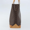 CELINE Macadam Canvas Tote Bag PVC Leather Brown Gold Auth BSZ496-4