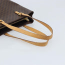 CELINE Macadam Canvas Tote Bag PVC Leather Brown Gold Auth BSZ496-7