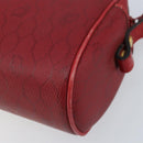 Christian Dior Honeycomb Canvas Shoulder Bag PVC Red Gold Auth BSZ497-9