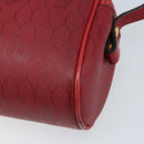 Christian Dior Honeycomb Canvas Shoulder Bag PVC Red Gold Auth BSZ497-15