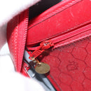 Christian Dior Honeycomb Canvas Shoulder Bag PVC Red Gold Auth BSZ497-20