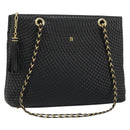BALLY Chain Shoulder Bag Leather Black Gold Auth BSZ498-1