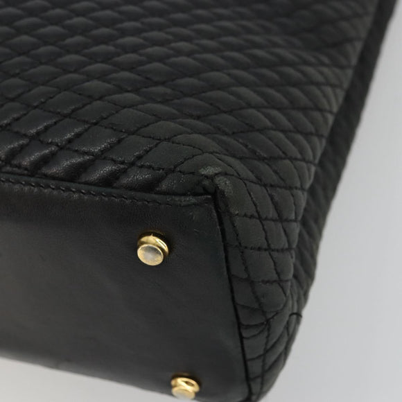 BALLY Chain Shoulder Bag Leather Black Gold Auth BSZ498