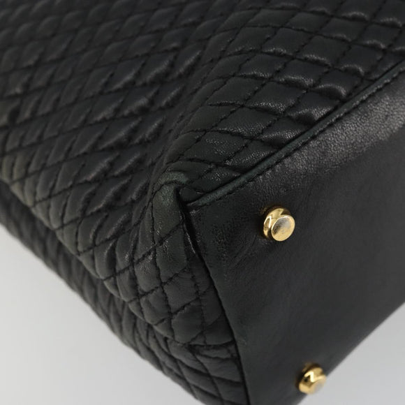 BALLY Chain Shoulder Bag Leather Black Gold Auth BSZ498
