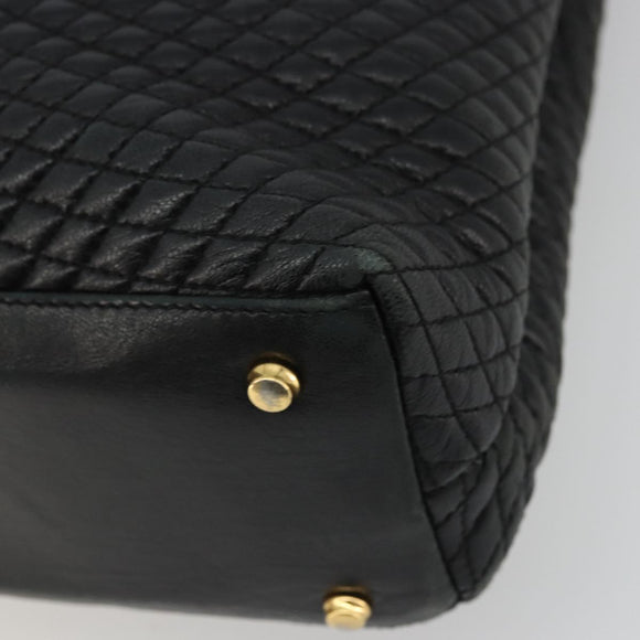 BALLY Chain Shoulder Bag Leather Black Gold Auth BSZ498