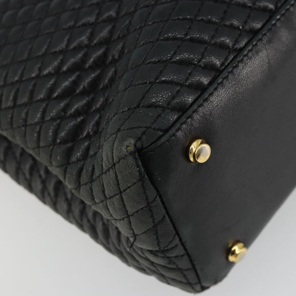 BALLY Chain Shoulder Bag Leather Black Gold Auth BSZ498