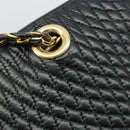 BALLY Chain Shoulder Bag Leather Black Gold Auth BSZ498-17