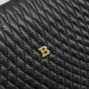 BALLY Chain Shoulder Bag Leather Black Gold Auth BSZ498-18