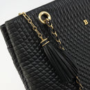 BALLY Chain Shoulder Bag Leather Black Gold Auth BSZ498-19