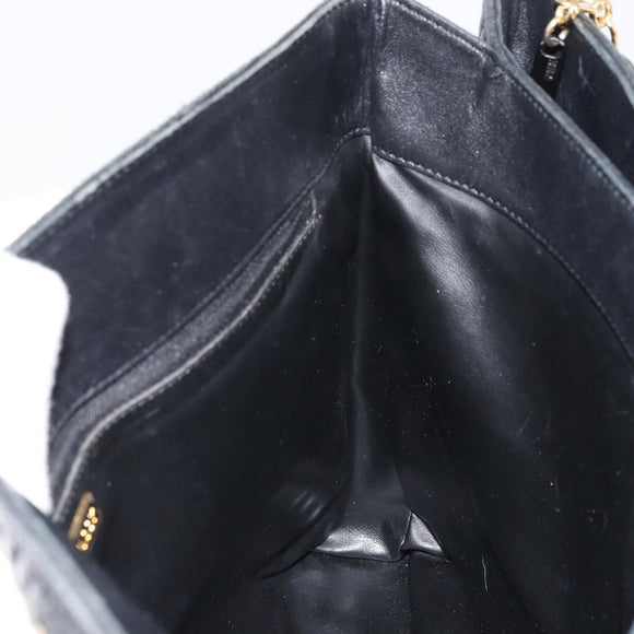 BALLY Chain Shoulder Bag Leather Black Gold Auth BSZ498
