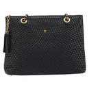 BALLY Chain Shoulder Bag Leather Black Gold Auth BSZ498-13