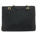 BALLY Chain Shoulder Bag Leather Black Gold Auth BSZ498-2