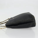 BALLY Chain Shoulder Bag Leather Black Gold Auth BSZ498-4