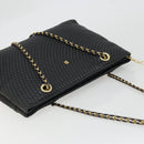 BALLY Chain Shoulder Bag Leather Black Gold Auth BSZ498-6